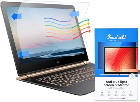 Ocushield 24 بوصة (16:9) واقي شاشة ممتاز مضاد للضوء الأزرق لأجهزة الكمبيوتر المحمولة وشاشات الكمبيوتر - مضاد للوهج - سهل التركيب - مضاد لبصمات الأصابع - يقلل من إجهاد العين (532 × 299 مم) in Kuwait