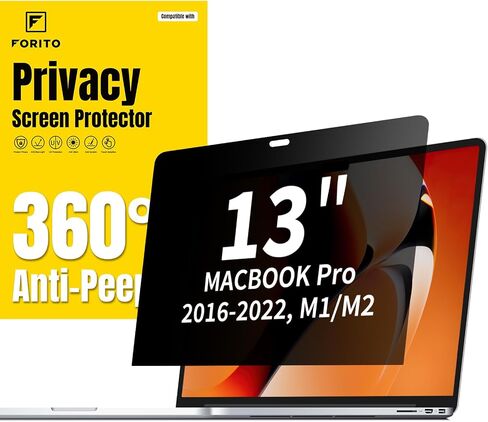 شاشة خصوصية F FORITO متوافقة مع جهاز MacBook Pro مقاس 13 بوصة (2016-2022، M1، M2)، فلتر خصوصية للكمبيوتر المحمول مضاد للوهج ومضاد للضوء الأزرق in Saudi Arabia