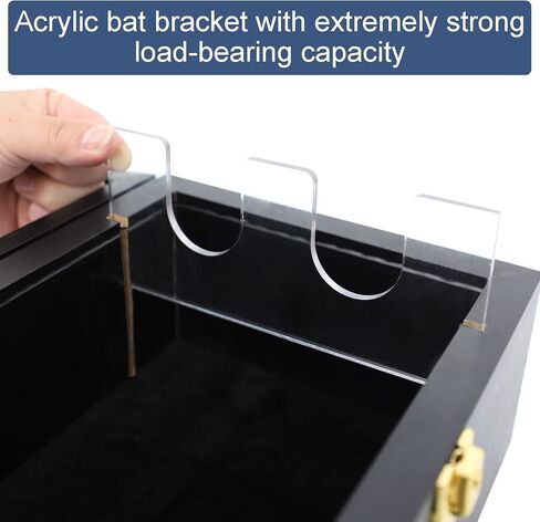 HOROW 2 Baseball Bat Display Case Wooden Frame with Acrylic Transparent Door Holder Rack Cabinet Wall Mounted Shadow Box Vertical or Horizontal, w/98% UV Protection-Lock in Saudi Arabia