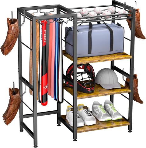 HOYRR Baseball Bat Holder,Standing Bat Holder,Multifunctional Storage Bat Rack,Baseball Bat Wall Mount Upgraded Large Baseball Bat Holder Can Storage for Baseball Bats,Baseballs,Helmets etc. in Kuwait