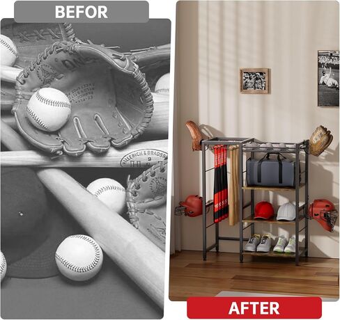 HOYRR Baseball Bat Holder,Standing Bat Holder,Multifunctional Storage Bat Rack,Baseball Bat Wall Mount Upgraded Large Baseball Bat Holder Can Storage for Baseball Bats,Baseballs,Helmets etc. in Kuwait