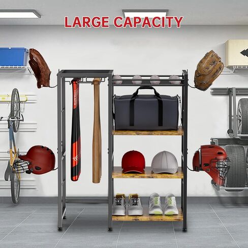HOYRR Baseball Bat Holder,Standing Bat Holder,Multifunctional Storage Bat Rack,Baseball Bat Wall Mount Upgraded Large Baseball Bat Holder Can Storage for Baseball Bats,Baseballs,Helmets etc. in Kuwait
