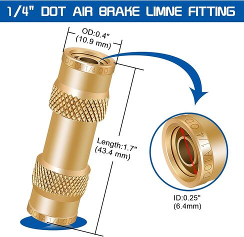 Boltigen 1/4inch Brass Air Brake Line Fitting, 4PCS DOT Push to Connect Brake Line Fitting, 1/4inch OD Air Brake Fitting for Semi Trucks,Cars and Other Air System in Saudi Arabia