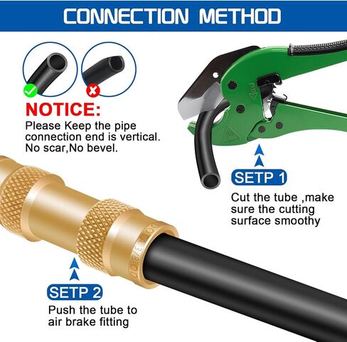 Boltigen 1/4inch Brass Air Brake Line Fitting, 4PCS DOT Push to Connect Brake Line Fitting, 1/4inch OD Air Brake Fitting for Semi Trucks,Cars and Other Air System in Saudi Arabia