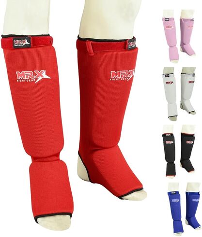 MRX BOXING & FITNESS Muay Thai Shin Guards Kick Boxing Leg & Foot Protector Pad MMA Shin Guard Extra Padding for Men or Women in Kuwait
