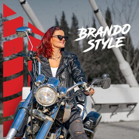 سترة جلدية للدراجات النارية للنساء من HWK Brando، سترة جلدية أصلية لركوب الدراجات النارية مقاومة للطقس والماء in Kuwait