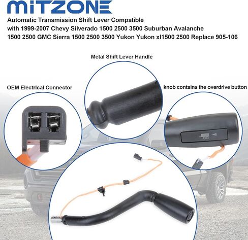 رافعة ناقل الحركة الأوتوماتيكية MITZONE 905-106 متوافقة مع 1999-2007 تشيفي سيلفرادو 1500 2500 3500 سوبربان أفالانش 1500 2500 جي إم سي سييرا 1500 2500 3500 يوكون يوكون xl1500 2500 in Saudi Arabia