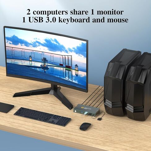 USB3.0 HDMI KVM Switch 2 Computers 1 Monitor,4K@60HZ 2 Port Monitor Switcher Sharing Keyboard&Mouse,with EDID in Saudi Arabia
