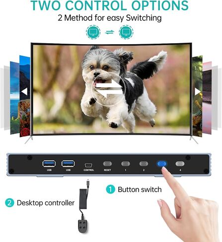 MT-VIKI 8K 60 هرتز USB 3.0 HDMI KVM Switch 4 Port، الألومنيوم KVM Switch HDMI 2.1 8K 60 هرتز 4K 120 هرتز 4K 144 هرتز HDR للألعاب in Kuwait