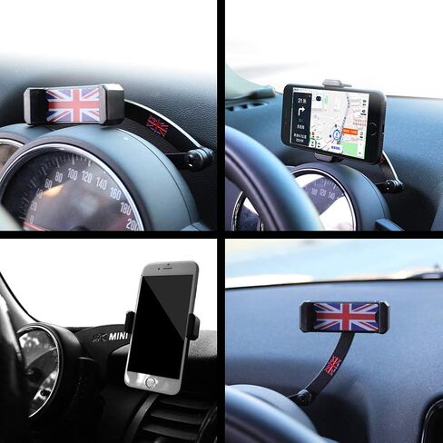 خلف مقياس سرعة الدوران جبل الهاتف الذكي GPS مجموعة حامل التصميم لميني كوبر R55 R56 R57 R60 R61 (2008-2013seris) Union Jack (أسود ورمادي Union Jack Flag Style) in Kuwait