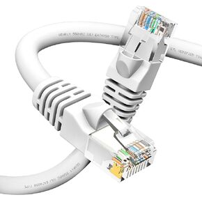 GearIT RJ45 Cat 6 Ethernet Patch Cable for TV, Modem, PC Gaming, 10Gbps, Gold-Plated Connectors, Snagless, Network Cable, Internet Cable, 3 Feet, White