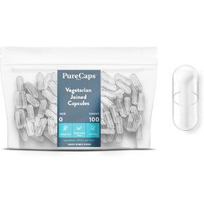 PureCaps USA - كبسولات حبوب منع الحمل النباتية الفارغة ذات الإصدار المتأخر، الحجم 0، 100 حبوب نباتية فارغة، واضحة، معتمدة كغير معدلة وراثيًا، كوشير، خالية من الغلوتين، حلال معتمدة، خالية من المواد الحافظة