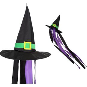 Madrona Brands Orange Halloween Witch Hat Windsock | Durable Outdoor Hanging Decoration | Yard, Garden, Patio, Home and More | 48 Inch