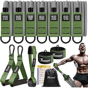 أربطة مقاومة ثقيلة، أربطة تمرين بوزن 350 رطلًا مع مقابض، أربطة تمرين للرجال، مجموعة أربطة وزن مع مرساة للباب وأشرطة للكاحل، معدات تدريب القوة للياقة البدنية في المنزل in Kuwait