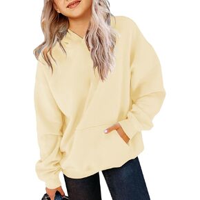 Yuccalley Girls Casual Long Sleeve Hoodies Cute Oversized Fleece Pocket Sweatshirt Tops
