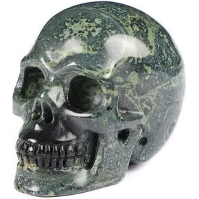 2.0" Kambaba Jasper Crystal Skull, Hand Carved Gemstone Fine Art Sculpture, Reiki Healing Stone Statue.1