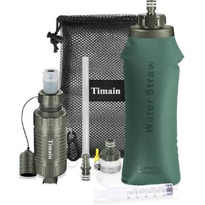 Timain Portable Personal Water Filter Straw,Water Purifier Survival Gear for Emergency Preparedness,Outdoor Activities,Travel,Camping, Hiking,Fishing,Hunting.