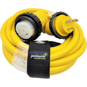 Parkworld 62442Y Shore Power Adapter Cord RV 30A 125V L5-30P Male to Marine Twist Lock SS1-50R 50A 125V Female (50FT)