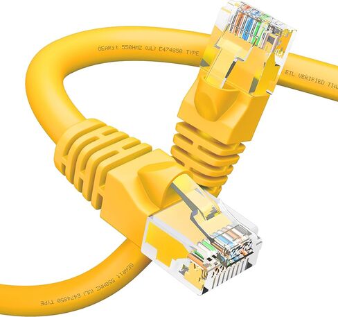 GearIT RJ45 Cat 6 Ethernet Patch Cable for TV, Modem, PC Gaming, 10Gbps, Gold-Plated Connectors, Snagless, Network Cable, Internet Cable, 5 Feet, Yellow in Saudi Arabia