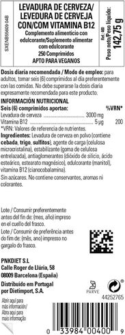 Solgar Brewer's Yeast 7 ½ Grains with Vitamin B12 - 250 Tablets, Pack of 2 - Non-GMO, Vegan, Dairy Free, Kosher - 82 Total Servings in Saudi Arabia