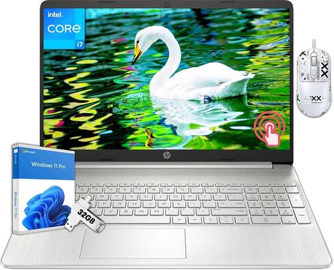 HP Newest Touchscreen Laptop for Business Student, 15.6" FHD, Intel i7-1255U, 32 GB RAM, 2 TB SSD, Webcam, Long Battery Life, HDMI, Wi-Fi, Windows 11 Pro, with Microsoft Office Lifetime License in Saudi Arabia