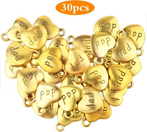 BronaGrand 30pcs أبي سحر القلب الحب على شكل قلادة سحر سبيكة القلب حبة سحر لعيد الأب كما DIY سوار قلادة صنع المجوهرات النتائج التبعي، 3 ألوان in Saudi Arabia