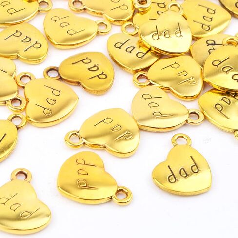 BronaGrand 30pcs أبي سحر القلب الحب على شكل قلادة سحر سبيكة القلب حبة سحر لعيد الأب كما DIY سوار قلادة صنع المجوهرات النتائج التبعي، 3 ألوان in Saudi Arabia