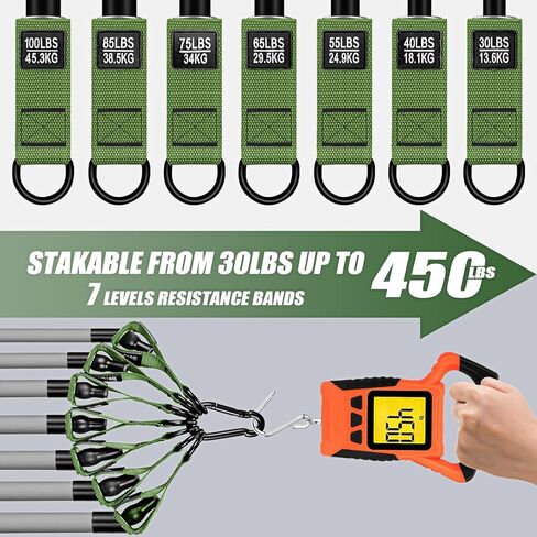 أربطة مقاومة ثقيلة، أربطة تمرين بوزن 350 رطلًا مع مقابض، أربطة تمرين للرجال، مجموعة أربطة وزن مع مرساة للباب وأشرطة للكاحل، معدات تدريب القوة للياقة البدنية في المنزل in Kuwait