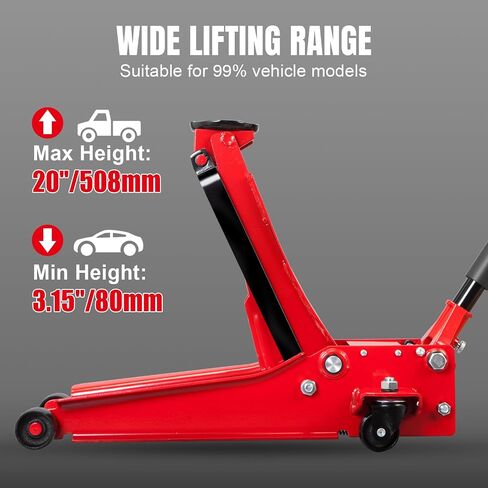 BIG RED T825013S1 Torin خدمة أرضية عربة هيدروليكية/أرضية مع حقيبة تخزين لحمل قالب النفخ، سعة 2.5 طن (5000 رطل)، أحمر in Saudi Arabia