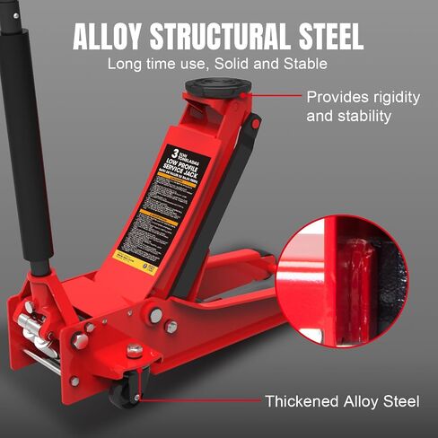 BIG RED T825013S1 Torin خدمة أرضية عربة هيدروليكية/أرضية مع حقيبة تخزين لحمل قالب النفخ، سعة 2.5 طن (5000 رطل)، أحمر in Saudi Arabia