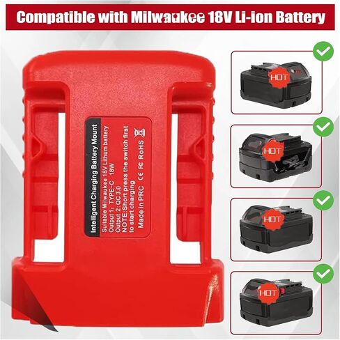 شواحن بطاريات أداة الطاقة USB لبطارية ميلووكي M18 18 فولت، محول شاحن USB مع منافذ شحن سريع USB-A وUSB-C 2.1A in Saudi Arabia
