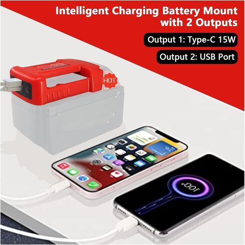 شواحن بطاريات أداة الطاقة USB لبطارية ميلووكي M18 18 فولت، محول شاحن USB مع منافذ شحن سريع USB-A وUSB-C 2.1A in Saudi Arabia