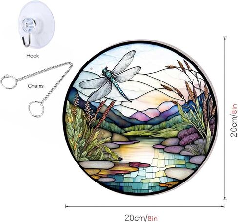 MUZZIOU Lotus Flower Stained Glass Window Hanging, Lotus Sun Catcher Wall Decoration,Chinese Style Lotus Art Decoration for Swaying Pink Halloween in Saudi Arabia