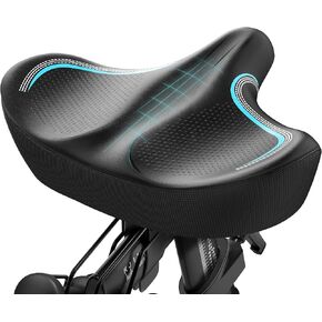 GINEOO New Noseless Oversized Bike Seat, Extra Wide Comfort Pure Memory Foam Bicycle Seat Cushion, Compatible Saddle Replacement with Electric Bike, Exercise, Cruiser, Road Bike for Men & Women