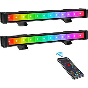 LED Stage Wash Light Bar - OPPSK 2 Pack 96W RGB IP66 Waterproof Color Changing Smart Stage Light Bar with Chasing Function by Remote and APP Control for Outdoor Indoor Party Events Stage Lighting