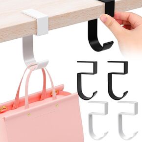 4 Pcs Purse Hook for Table Nail Free Handbag Hanger for Desk Heavy Duty Purse Hook for Hanging Purse Bags Umbrellas Keys Cups Headphone, Black