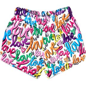 iscream + Corey Paige Designs Big Girls Fun Print Silky Soft Plush Shorts - Live Brightly Collection