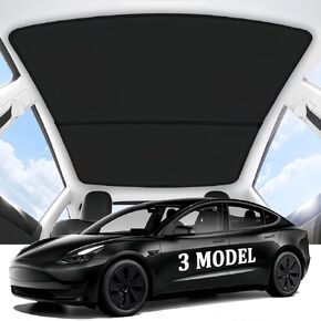 2024 Upgraded Tesla Model 3 Sunshade Roof, UPF200+ Roof Sunshade with Storage Bag, No-Sag & No-Gaps Heat Insulation Foldable Top Windows Windshield Sun Shade, Tesla Model 3 Accessories 2023-2020 Black