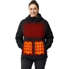 ORORO Women's Heated Quilted Jacket with Battery, Lightweight Quilted Heated Coat with Hood (Charger Not Included)