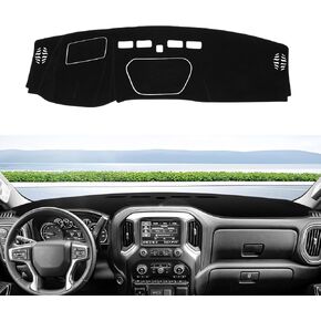KUST Car Dashboard Cover for 2019-2021 Chevy Chevrolet Silverado 1500 2500HD 3500HD/2020-2023 GMC Sierra 1500 2500HD 3500HD (Not Fit for Dashboard with 13.4 inch Navigation) Polyester No Glare Black