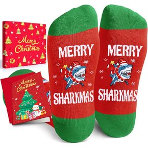 HAPPYPOP Funny Shark Socks Crazy Shark Gifts for Women Men, Shark Gifts for Shark Lovers Marine Socks Ocean Gifts Teens Boys Girls