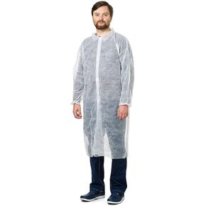 Disposable Lab Coats 40 GSM PP with Elastic Wrists, No Pockets, Folded Collar
