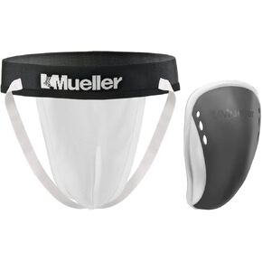MUELLER Sports Medicine Mueller Adult Athletic Supporter with Flex Shield Cup, XX-Large, White/Gray, 1 Count