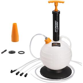 FOUR UNCLES 6L Pneumatic/Maunal Vacuum Oil Extractor Pump - Fluid Extractor with a 59" Main Hose, Three 41" Extension Tubes for Automotive Oil Change, a Brake Bleeding Hose for Brake Fluid Change