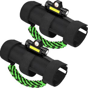 moveland 2 x Roll Bar Grab Handles with Light - Paracord Grip Handle with Light Bar for 1955-2023 Jeep Wrangler CJ YJ JK JL Gladiator JT UTV Polaris RZR 2.0"-4.0" Roll Cage (Black)