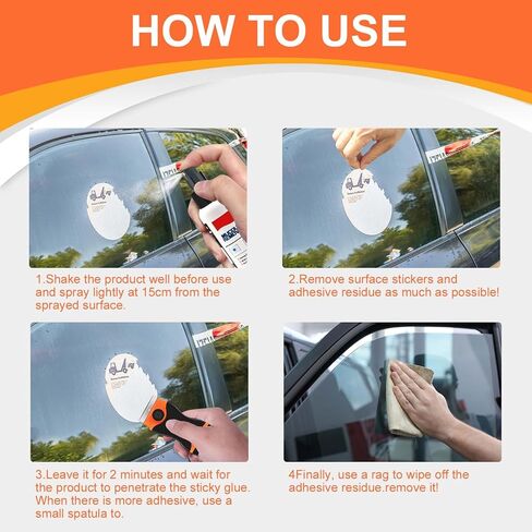 مزيل اللاصق من جانبارو®، مزيل الملصقات، مزيل الصمغ، 120 مل، بخاخ مزيل اللاصق، مزيل البقايا اللاصقة مع ماكينة حلاقة ومنشفة، إزالة ملصق الغراء بسهولة للسيارة، الملصقات، العلكة، 4 أونصة in Kuwait