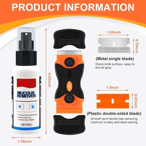 مزيل اللاصق من جانبارو®، مزيل الملصقات، مزيل الصمغ، 120 مل، بخاخ مزيل اللاصق، مزيل البقايا اللاصقة مع ماكينة حلاقة ومنشفة، إزالة ملصق الغراء بسهولة للسيارة، الملصقات، العلكة، 4 أونصة in Kuwait