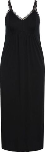 AVENUE Women's Plus Size Lace Trim Maxi Sleep Dress, RED in Saudi Arabia