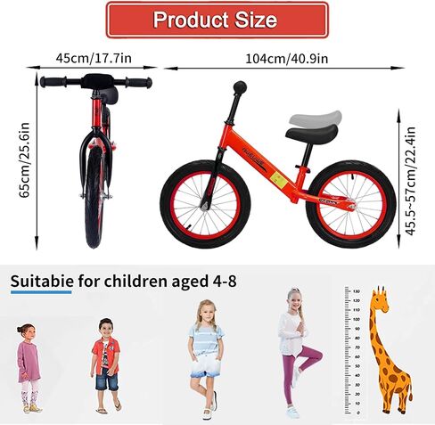 16 Inch Kids Balance Bike for 4-8 Years Old, Adjustable Seat in Saudi Arabia