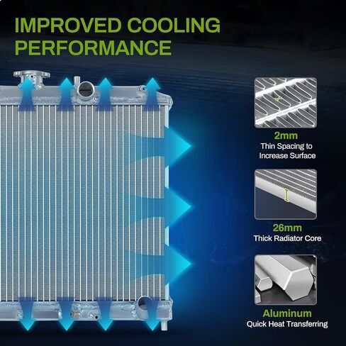 AUTOSAVER88 Radiator Compatible with Honda Civic Aluminum Radiator, ENG D16/D15/B16, 19010P03505, 19010P07024, 19010P07014 in Saudi Arabia